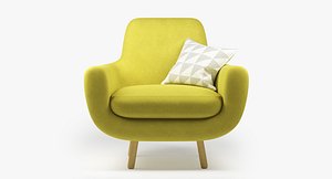 obj armchair jonah yellow pillow