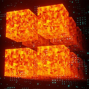 3d model of A tunnel made of technological cubic shapes