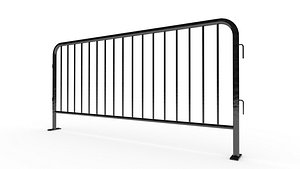 3D Black Metal Crowd Barrier Low-poly model