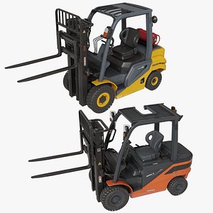 Forklift Trucks 02 and 03 Rigged All PBR Unity UE Textures
