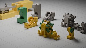 3D Vintage Industrial Workshop Machines Pack - 3D Printable Factory Equipment STLblend