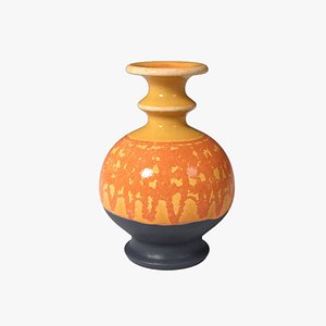3D Orange Pop Art Vase 04