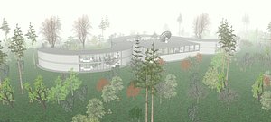 3D design of a research center in the mountains 3D model