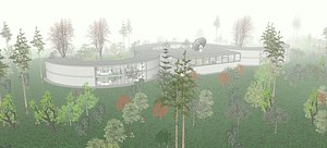 3D design of a research center in the mountains