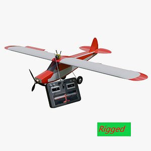 Rigged RC Plane Model with Remote Control