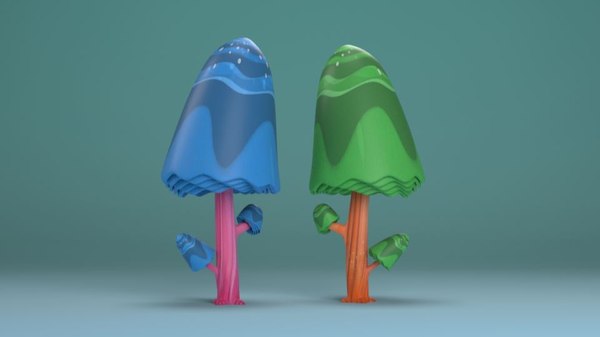 3D cartoon tree jungle