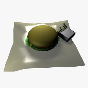 3D hamburger fries