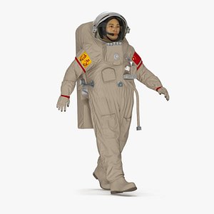 Astronaut Wearing Feitian Space Suit Rigged for Cinema 4D model
