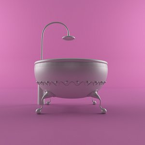 cartoon bathing 3D model