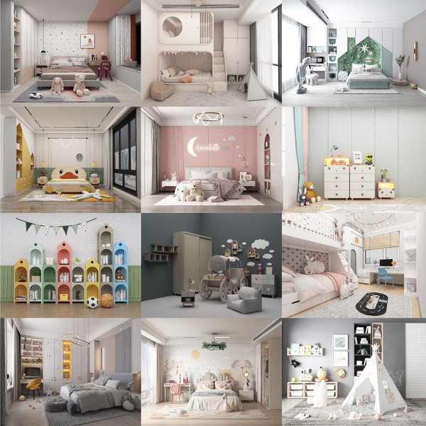 3D 12 Children Bedrooms - Collection 05 model