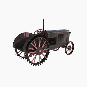 3D old rusty tractor