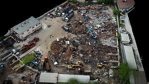 scrapyard wreckage area industrial terrain dronescan 3D model