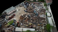 scrapyard wreckage area industrial terrain dronescan