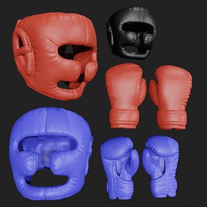 Boxing Headgear with boxing gloves 3D model