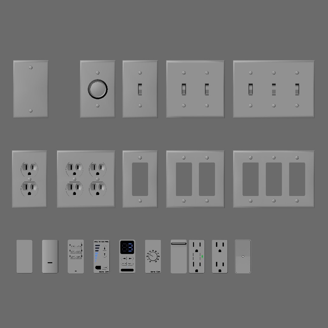 3d model wall decorations toggle switch