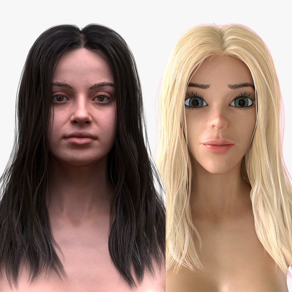 Realistic and Cartoon Woman 3D model