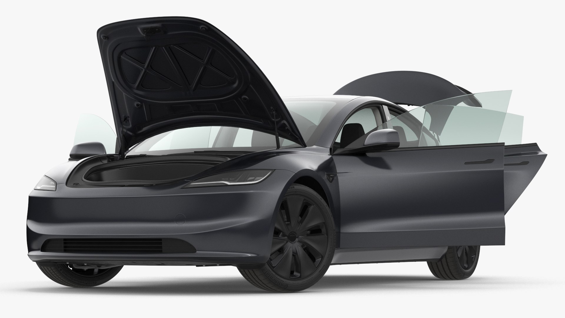 Tesla Model 3 2024 Stealth Grey Rigged for Maya 3D model preview
