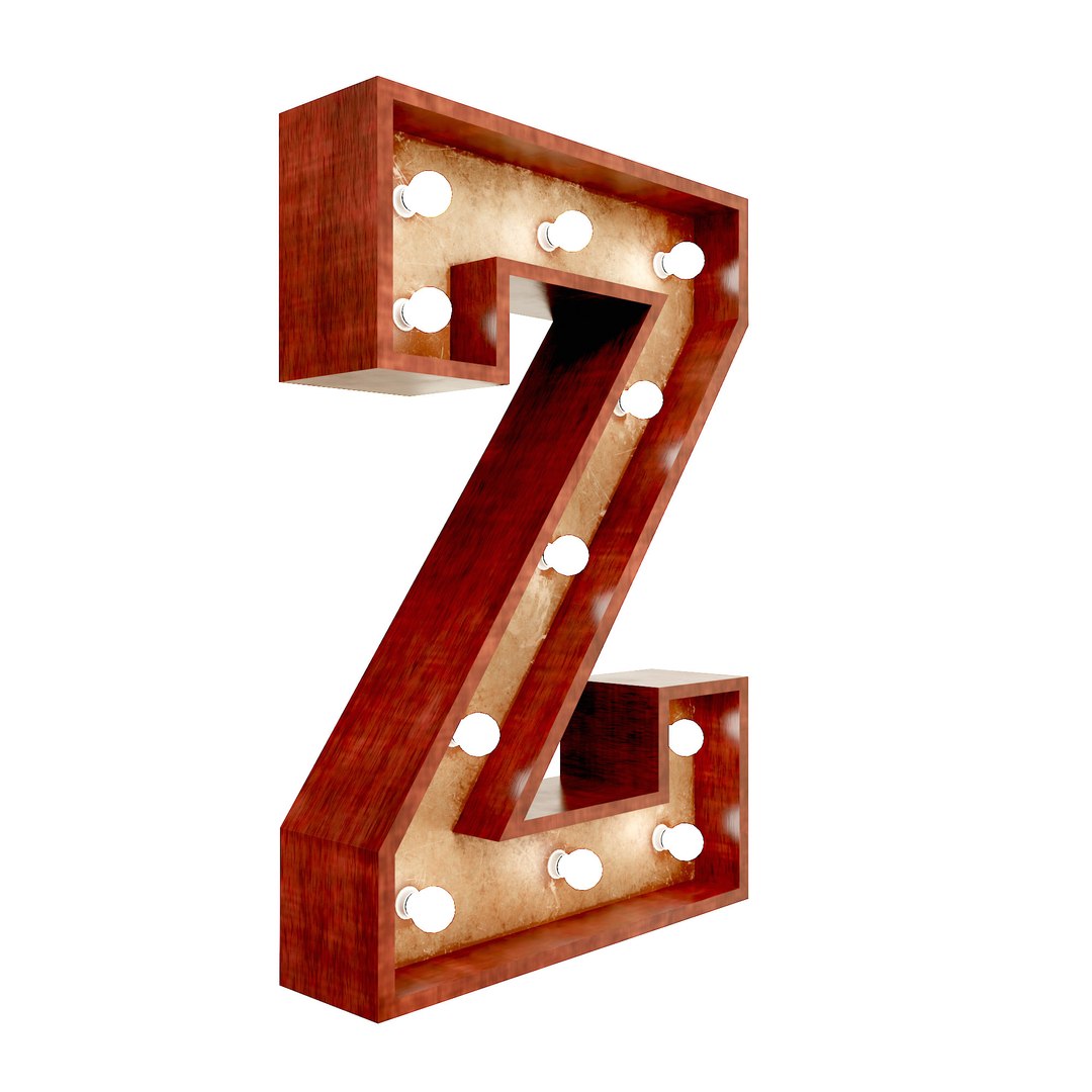 3D Marquee Z Wooden Glow Sign 3dmodel - TurboSquid 1976028