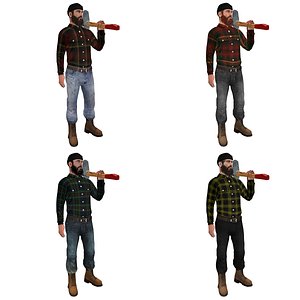 3d model pack rigged lumberjack man