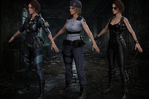 Realistic Jill Female Survivor Character Rigged for Blender 3D model
