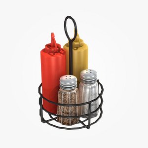 cafe condiment caddy mustard 3D model