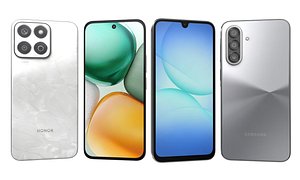 3D Samsung Galaxy A17 Gray And Honor X7c Moonlight White