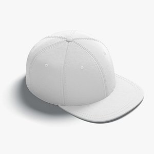 3D Shapback Cap white headwear with flat visor model