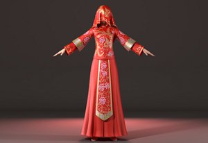 Asian  woman wedding dress Chinese style clothes