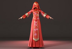 Asian woman wedding dress Chinese style clothes