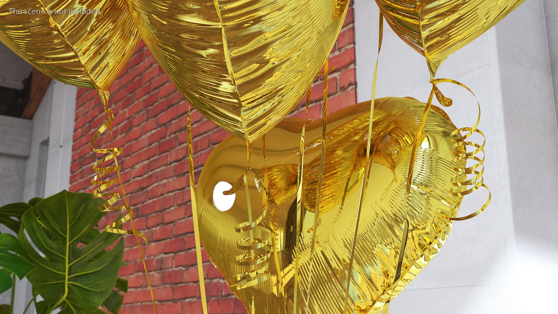 Heart Shaped Gold Balloons Tied To Gift Box Model - TurboSquid 1815044
