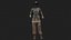 Traje feminino de guerreira medieval com textura e material elegante.