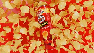 3D Realistic Pringles Original Packaging Detailed and Animated