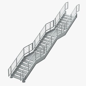 Metal Modular Industrial Staircase Builder set 02 3D model