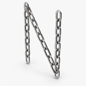 3D Silver Chain Letter N model