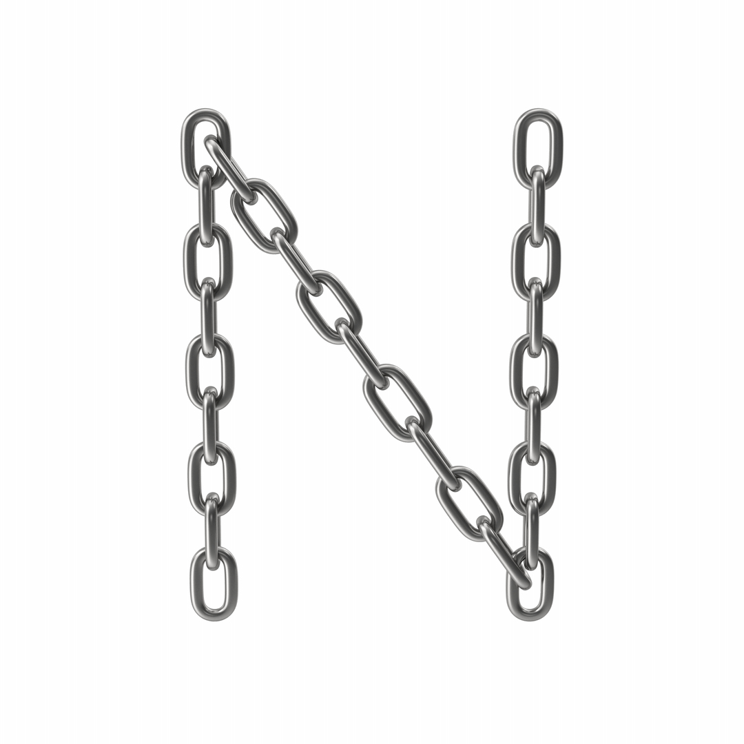 3D Silver Chain Letter N Model TurboSquid 2024678