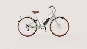 Step-Through Electric City Bicycle with Rear Rack 3D model