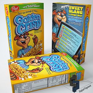 3d golden crisp cereal box model