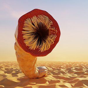 Sand Dunes Worm -Rigged Low-poly