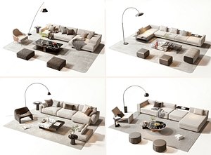 Modern sofa and coffee table set Sectional Sofa 3D
