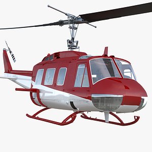 Air Medical Helicopter Bell Model 212 Rigged 3D Model