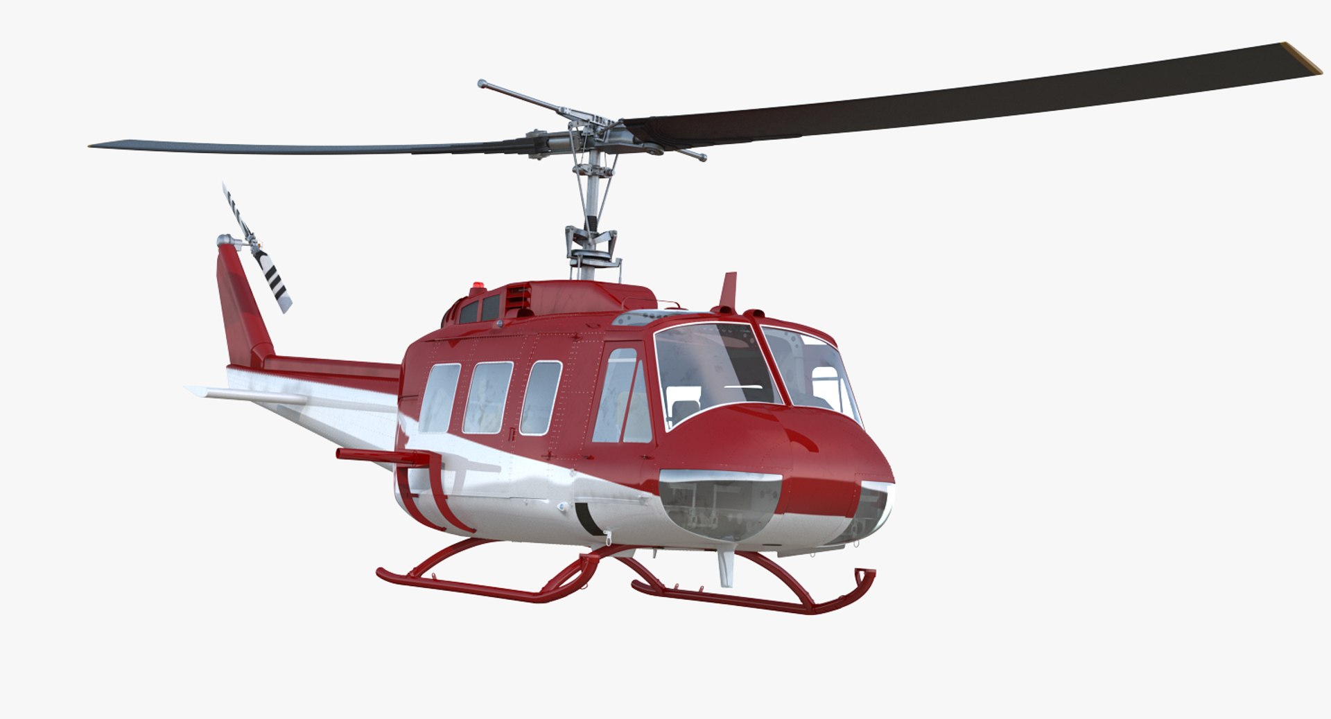 Air Medical Helicopter Bell Model 212 Rigged 3D Model 3D model preview