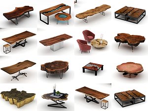 Live Edge Table Resin River Wood Dining Coffee Furniture Set