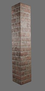 photorealistic brick column 3D model