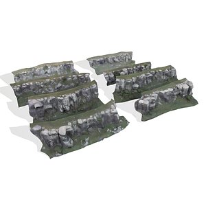 Cliff rock 3d model in Anime cartoon style