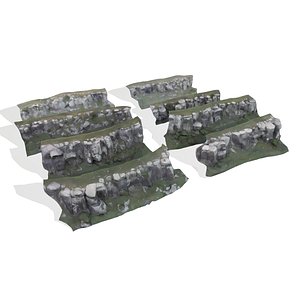 Cliff rock 3d model in Anime cartoon style
