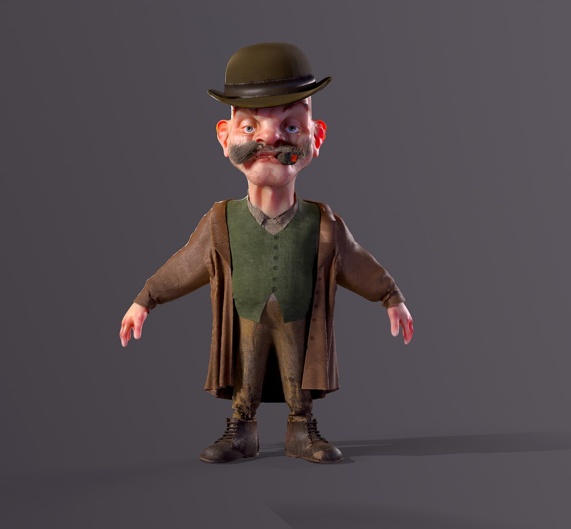 Cartoon Character Mustachioed Man Model - TurboSquid 1984461