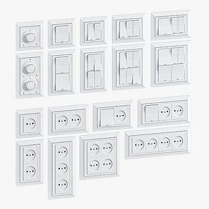 L3DV06G02 - wall switches sockets set 3D
