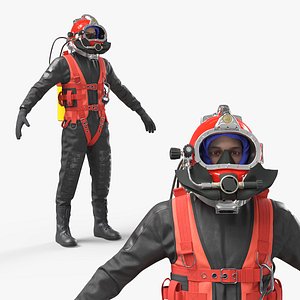 Male in Commercial Diver Full Suit 3D model