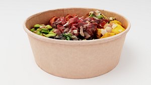 poke bowl with tuna rice avocado mango 3D model