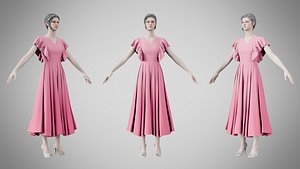 Dress 45 Tickle Me Pink 3D model